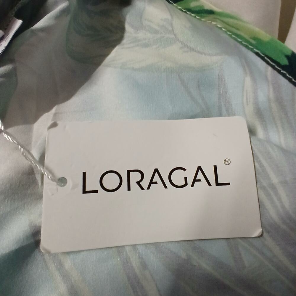 Loragal Women's Dress Size 3XL Beige Tropical Print Maxi Spring Summer Vacation - Picture 7 of 14